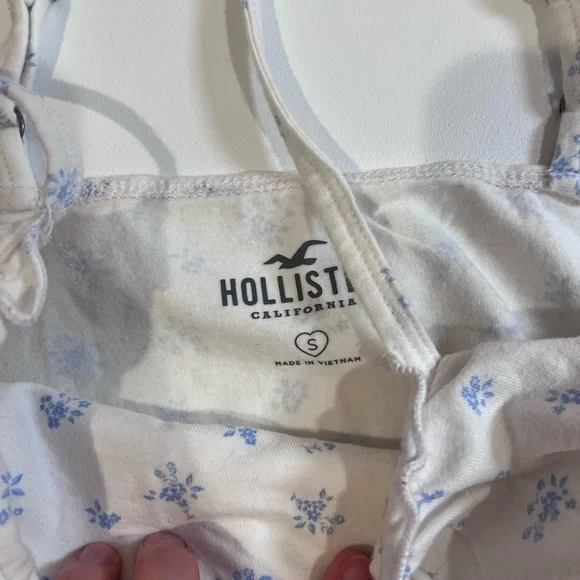 hollister white and blue floral ruffle milkmaid bustier tank top small - Picture 5 of 7